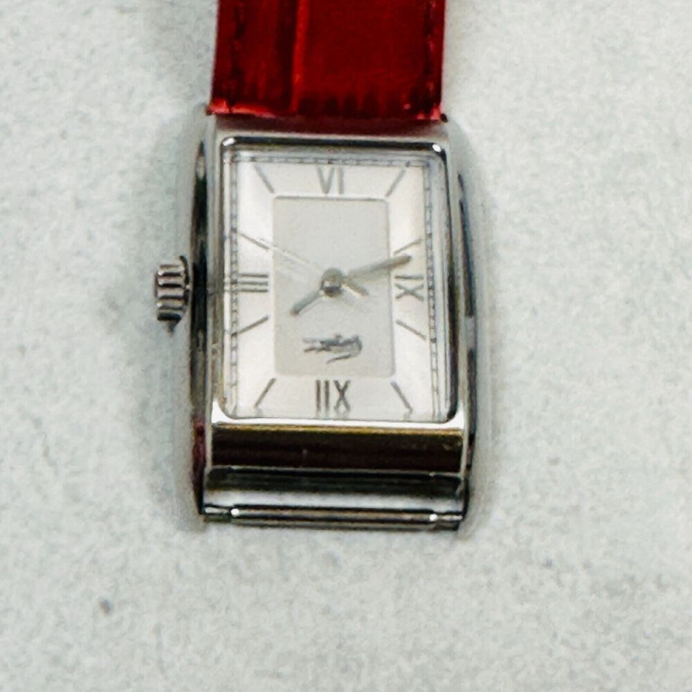Lacoste Watch Womens 24mm Silver Tone Red Leather Strap New Battery FLAWED READ - Picture 4 of 11